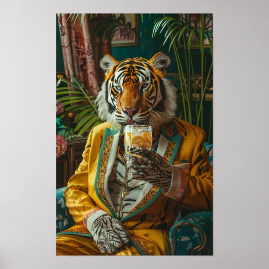 Einzigartiger Tiger verkleidet wie ein Mensch Kaff Poster (Vorne)