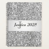Einzigartiger Trendy Glitzer Glam Silver Girly Mon Planer (Vorderseite)