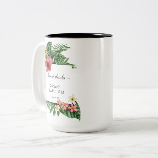 Einzigartiger tropischer Garten Blumenblume Taufe Zweifarbige Tasse (Vorderseite Links)