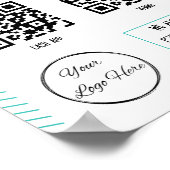 Einzigartiger Türkis-2 QR-Code-Barbier-Scan zur Za Poster (Ecke)