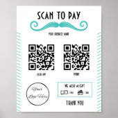 Einzigartiger Türkis-2 QR-Code-Barbier-Scan zur Za Poster (Vorne)