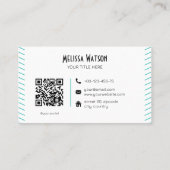 Einzigartiger türkisfarbener QR-Codemustache Visitenkarte (Rückseite)