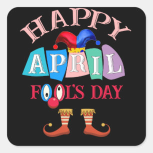 Einzigartiger und Cooler Up Side Down Happy April  Quadratischer Aufkleber
