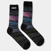 Einzigartiger und farbenfroher schwarzer Hintergru Socken (Rechts)