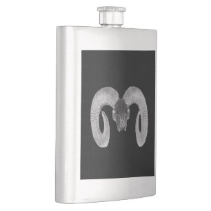 einzigartiger und handgefertigter Ziegenschädel Flachmann