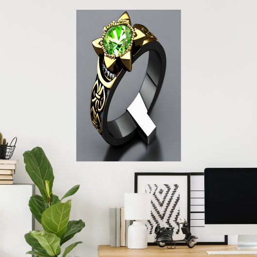 Einzigartiger Uransteinring | AI Art Poster (Heimbüro)