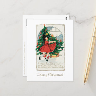 Einzigartiger Vintage-Weihnachtsbaum Süße Feiertag Postkarte