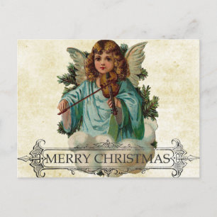 Einzigartiger Vintage-Weihnachtsgruß: Engel-Design Feiertagspostkarte