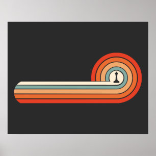 Einzigartiger Vintager Schach-Piece King Sunset Poster