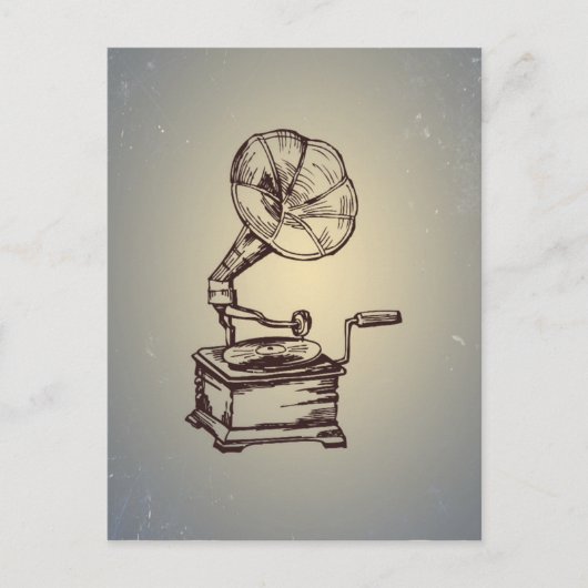 Einzigartiger Vintager Tonträger. Retro Style Gram Postkarte (Vorderseite)