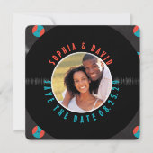 EINZIGARTIGER VINYL-SCHALLPLATTEN-FOTO-QR-CODE SAV SAVE THE DATE (Vorderseite)