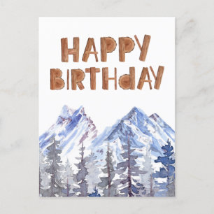Einzigartiger Wald Winterwald "Happy Birthday" Postkarte