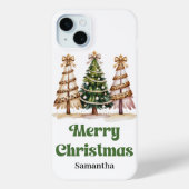 Einzigartiger Weihnachtsbaum-Wasserfarben-Leoparde Case-Mate iPhone Hülle (Rückseite)