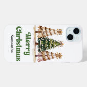 Einzigartiger Weihnachtsbaum-Wasserfarben-Leoparde Case-Mate iPhone Hülle (Rückseite (Horizontal))