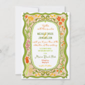 Einzigartiger, weißer, floraler Bow Doodle Hand ge Einladung (Vorderseite)