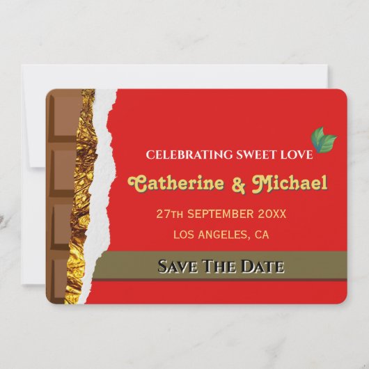 Einzigartiger Whimsical Brown Chocolate Funny Save The Date (Vorderseite)