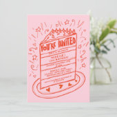 Einzigartiger Whimsical Fun Hand gezeichnet Geburt Einladung (Stehend Vorderseite)