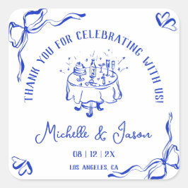 Einzigartiger Whimsical Hand Drawn Französischer B Quadratischer Aufkleber