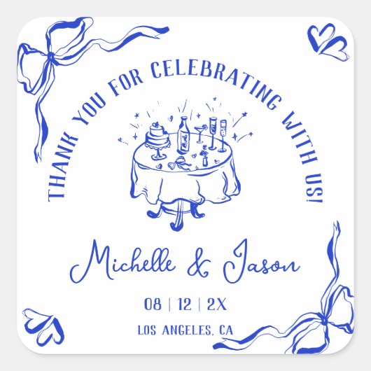 Einzigartiger Whimsical Hand Drawn Französischer B Quadratischer Aufkleber (Vorderseite)