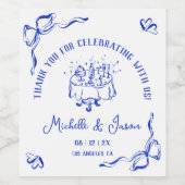 Einzigartiger Whimsical Hand Drawn Französischer B Weinetikett (Einzelnes Label)