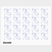 Einzigartiger Whimsical Quirky Blue Hand gezeichne Quadratischer Aufkleber (Blatt)