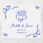 Einzigartiger Whimsical Quirky Hand Drawn French B Schaumweinetikett (Einzelnes Label)