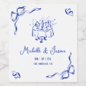 Einzigartiger Whimsical Quirky Hand Drawn French B Weinetikett (Einzelnes Label)