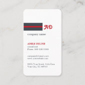 Einzigartiger White Blue Monogram Consultant Visitenkarte (Vorderseite)