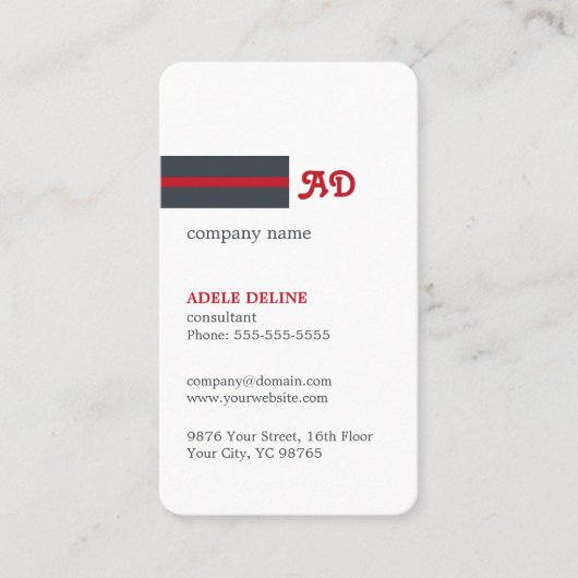 Einzigartiger White Blue Monogram Consultant Visitenkarte (Vorderseite)