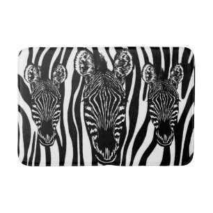 Einzigartiger Zebrakopf auf Zebradruck Badematte