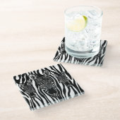 Einzigartiger Zebrakopf bei Zebra Print Glasuntersetzer (Schrägansicht)