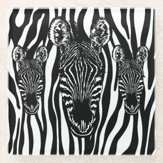 Einzigartiger Zebrakopf bei Zebra Print Glasuntersetzer (Vorderseite)