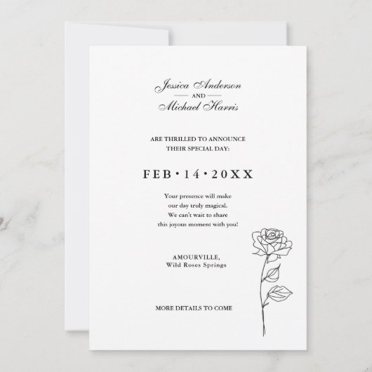 Einzigartiger zeitloser Blendenwert mit QR-Code Ge Save The Date (Rückseite)