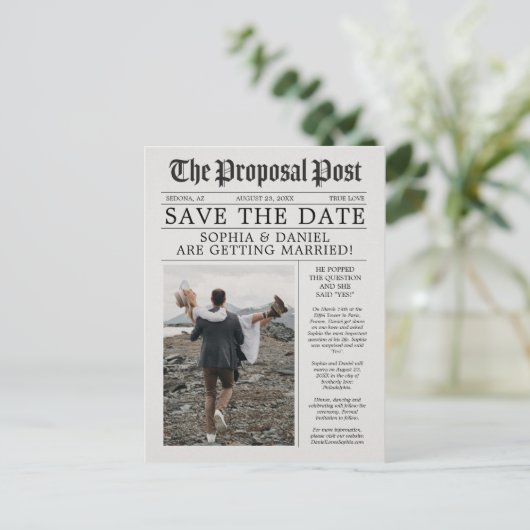 Einzigartiger Zeitungsvergnügungspass Save the Dat Ankündigungspostkarte (Stehend Vorderseite)