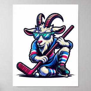 Einzigartiger Ziegen-Eishockey-Torwart-Teamspieler Poster