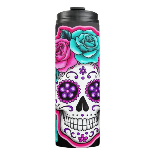 Einzigartiger Zuckerschädel Thermosbecher (Vorderseite)