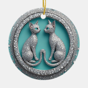 Einzigartiger Zwillingskristall-Katzen-Schmuck Sku Keramik Ornament