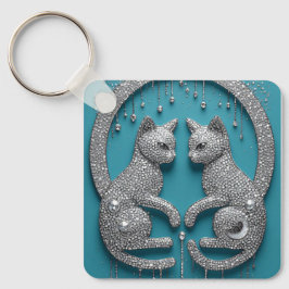 Einzigartiger Zwillingskristall-Katzen-Schmuck-Sku Schlüsselanhänger
