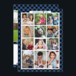 Einzigartiges 13-Foto-Familienjahr im Review Blue  Feiertagskarte<br><div class="desc">Einzigartige Fotokarte zum Personalisieren mit 12 Fotos -1 für jeden Monat und einem Lieblingsfoto auf der Rückseite mit einer kurzen Note über das Jahr,  das vergangen ist.</div>