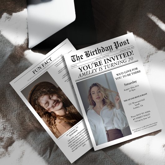 Einzigartiges 20. Geburtstagsparty Newspaper Cover Einladung