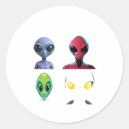 Einzigartiges 3D-Alien-Design Runder Aufkleber