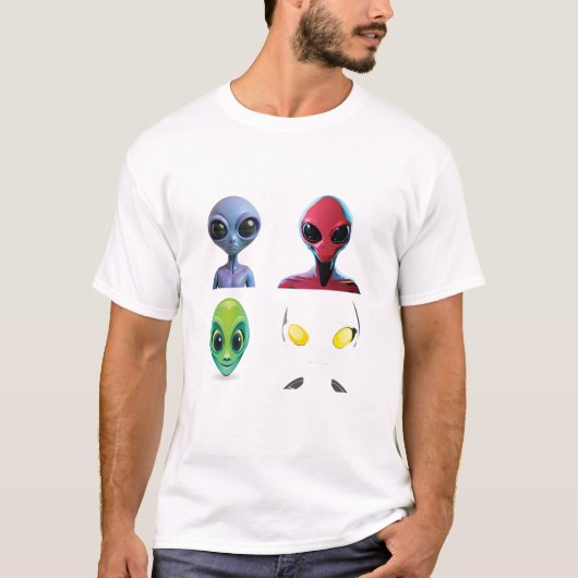 Einzigartiges 3D-Alien-Design T-Shirt (Vorderseite)