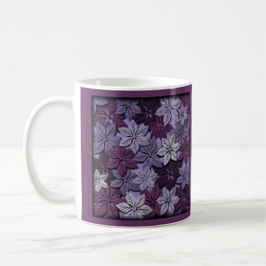 Einzigartiges 3D-Papier schneiden Lila Poinsettia  Kaffeetasse (Links)