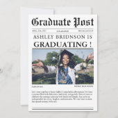 Einzigartiges Abschluss Newspaper High School Foto Einladung (Vorderseite)