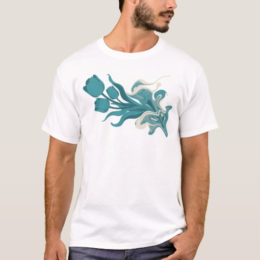 Einzigartiges ABSTRACTES BLUMEN Statement-Design T-Shirt (Vorderseite)
