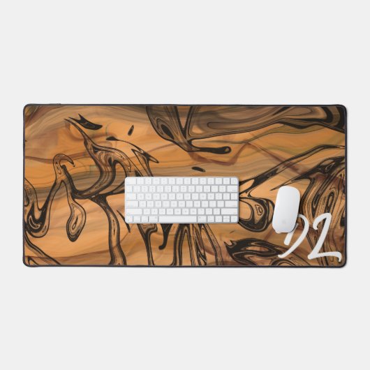 Einzigartiges Abstrakt-braunes Marmorflüssiges Schreibtischunterlage (Tastatur & Maus)