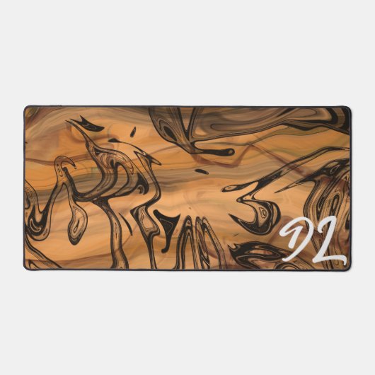 Einzigartiges Abstrakt-braunes Marmorflüssiges Schreibtischunterlage (Vorderseite)