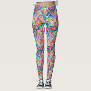 Einzigartiges Abstraktes Art Rainbow Wasserfarbmus Leggings