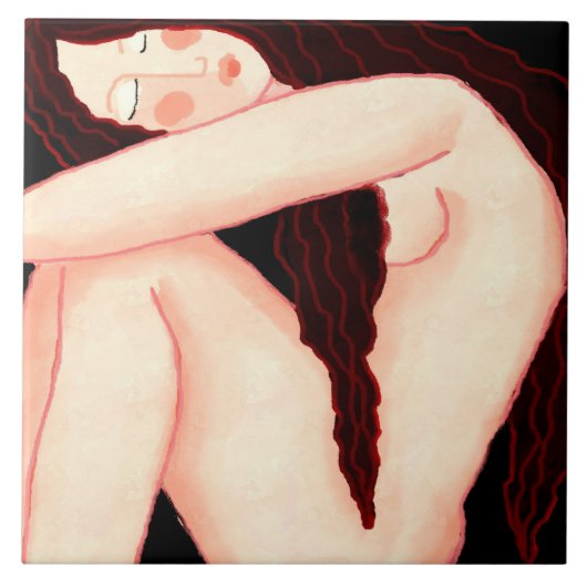 Einzigartiges Abstraktes digitales Portrait einer  Fliese (Vorderseite)