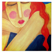 Einzigartiges Abstraktes Portrait einer Frau Fliese (Vorderseite)